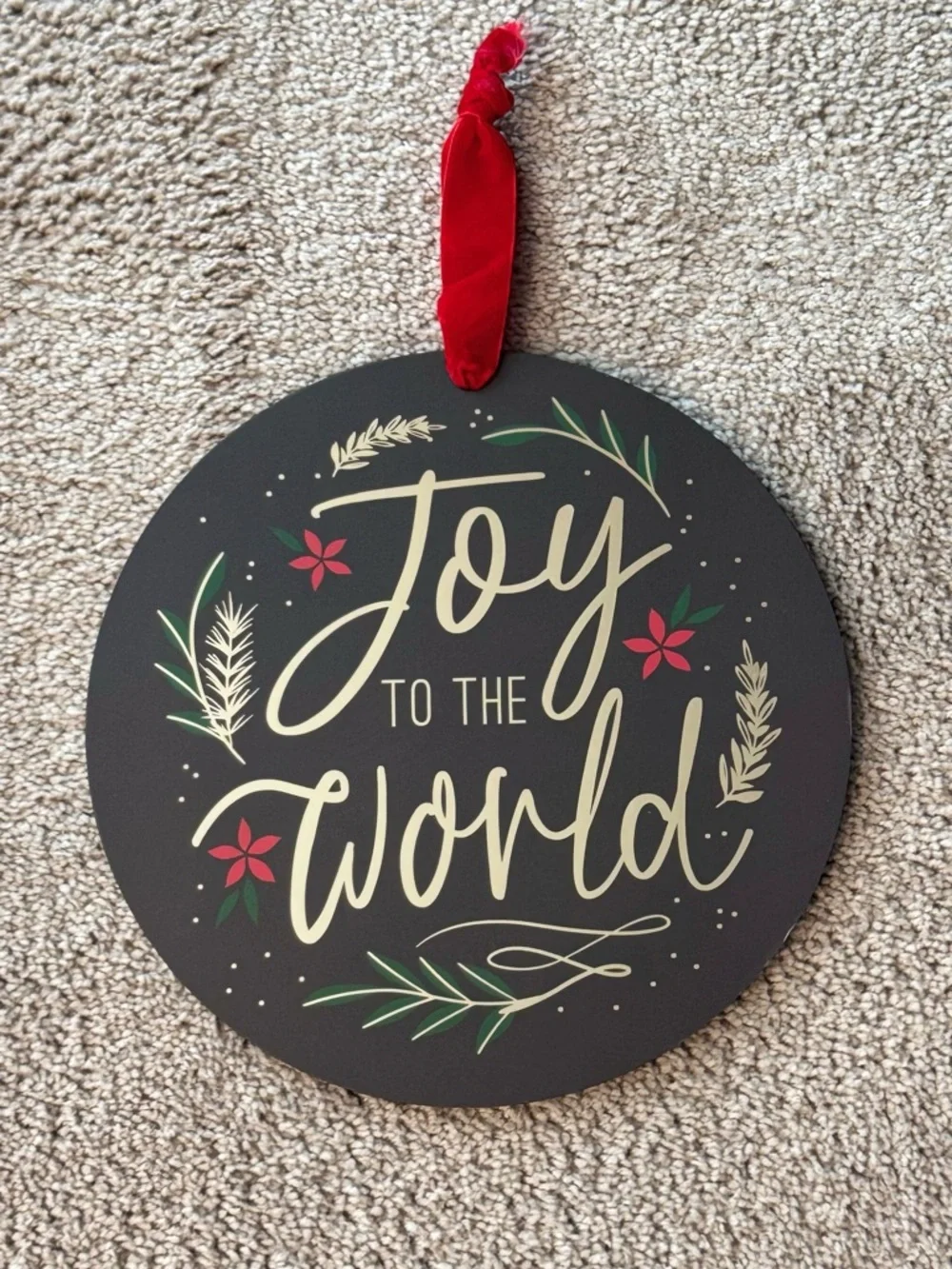 My Texas House-Joy to the World Round Holiday Wall Sign